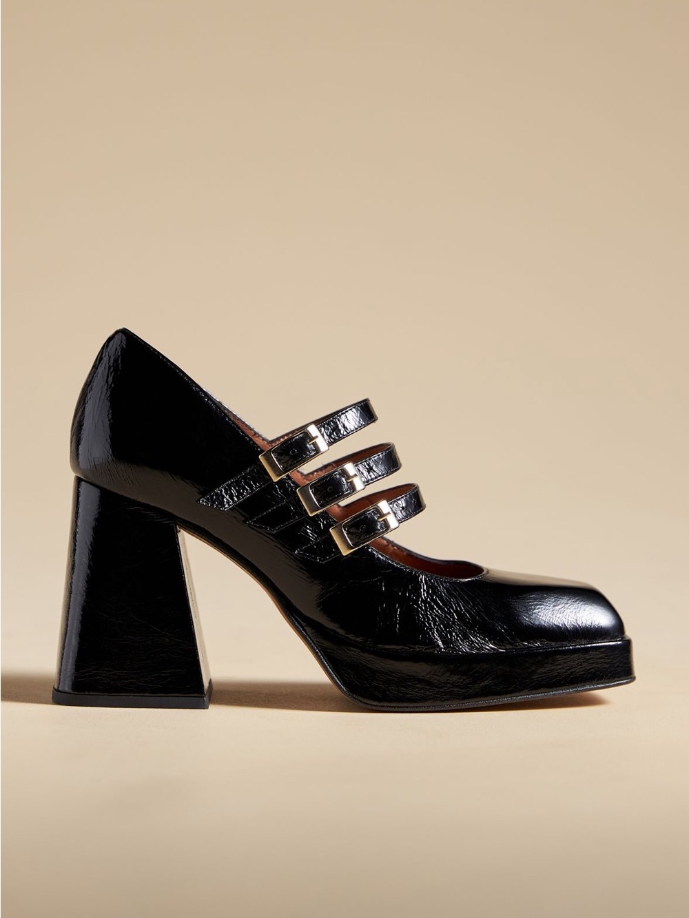 Anthropologie Maeve Triple Strap Mary Jane Heels
